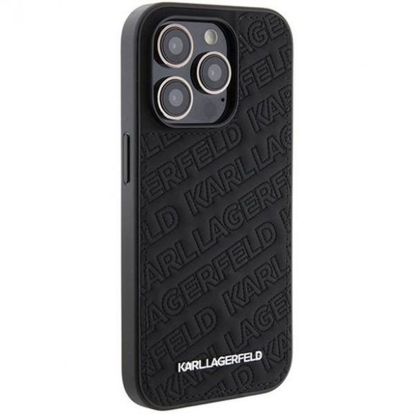 Husă originală KARL LAGERFELD KLHCP15LPQKPMK pentru iPhone 15 Pro (model matlasat / negru)