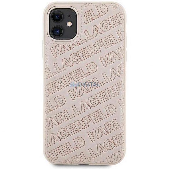 Husă originală KARL LAGERFELD KLHCN61PQKPMP pentru iPhone 11 (Motiv K matlasat / roz)