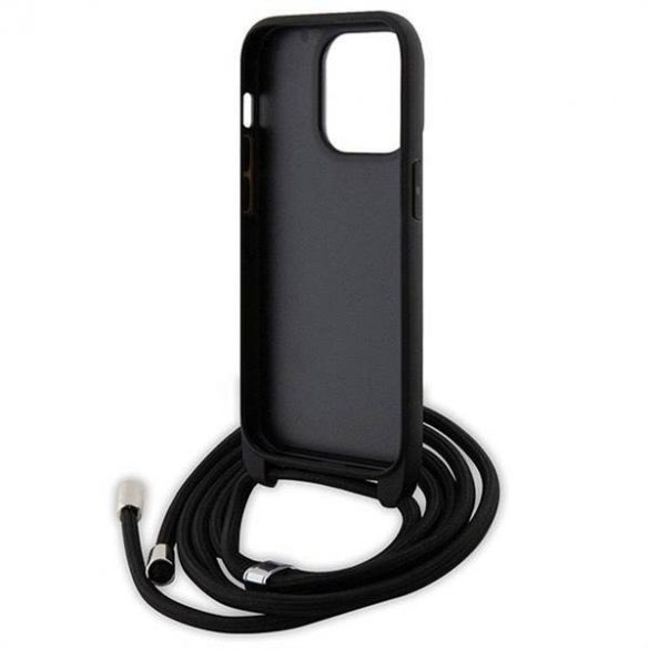 Husă originală KARL LAGERFELD KLHCP13LSAKCPSK pentru iPhone 13 Pro (Saffiano KC Metal PIN Crossbody / negru)