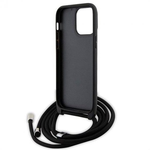 Husă originală KARL LAGERFELD KLHCP14XSAKCPSK pentru iPhone 14 Pro Max (Saffiano KC Metal PIN Crossbody / negru)