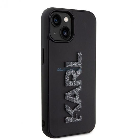 Husă originală KARL LAGERFELD KLHCP15S3DMBKCK pentru iPhone 15 (logo 3D sclipici / negru)