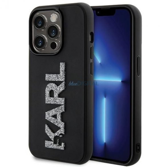 Husă originală KARL LAGERFELD KLHCP15L3DMBKCK pentru iPhone 15 PRO (logo 3D sclipici / negru)