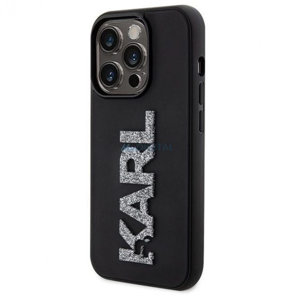 Husă originală KARL LAGERFELD KLHCP15L3DMBKCK pentru iPhone 15 PRO (logo 3D sclipici / negru)