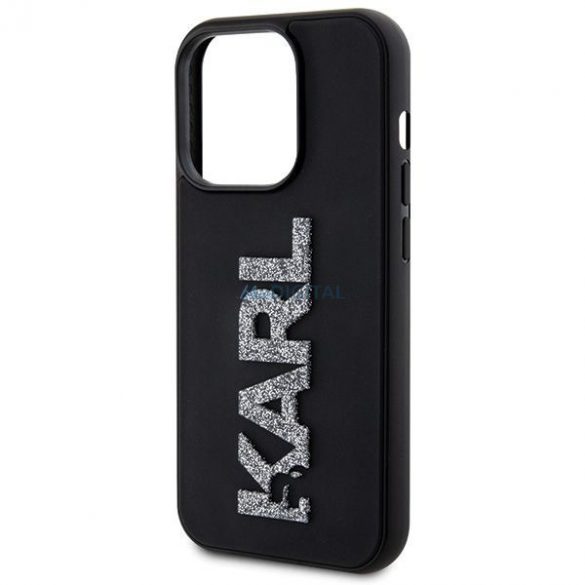 Husă originală KARL LAGERFELD KLHCP15L3DMBKCK pentru iPhone 15 PRO (logo 3D sclipici / negru)