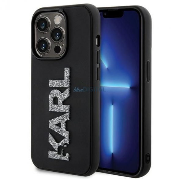 Husă originală KARL LAGERFELD KLHCP15X3DMBKCK pentru iPhone 15 PRO MAX(3D Logo Sclipici/negru)