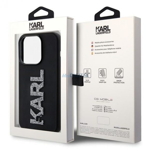 Husă originală KARL LAGERFELD KLHCP15X3DMBKCK pentru iPhone 15 PRO MAX(3D Logo Sclipici/negru)