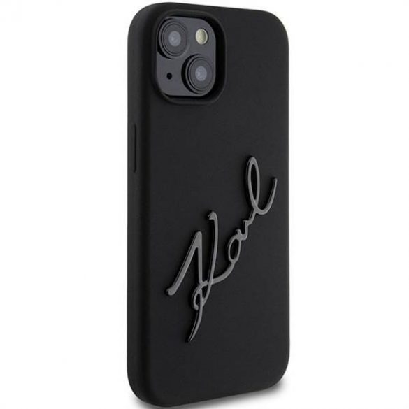 Husă originală KARL LAGERFELD KLHCP15SSKSBMCK pentru iPhone 15 (sigla Karl Script din silicon / negru)