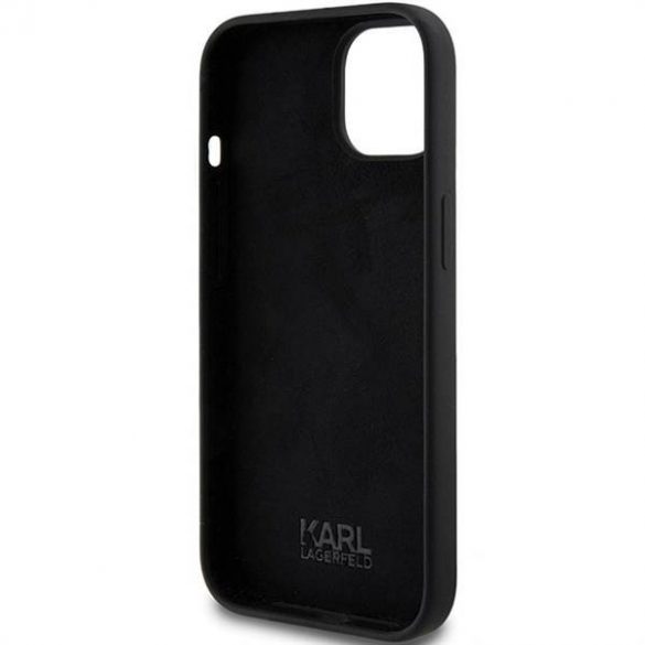 Husă originală KARL LAGERFELD KLHCP15SSKSBMCK pentru iPhone 15 (sigla Karl Script din silicon / negru)