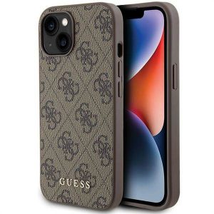 Husă originală GUESS GUHCP15SG4GFBR pentru iPhone 15 (logo metal 4G / maro)