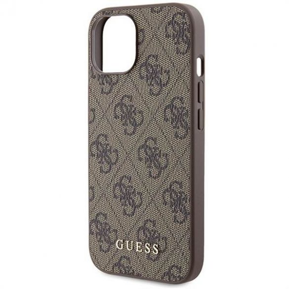 Husă originală GUESS GUHCP15SG4GFBR pentru iPhone 15 (logo metal 4G / maro)