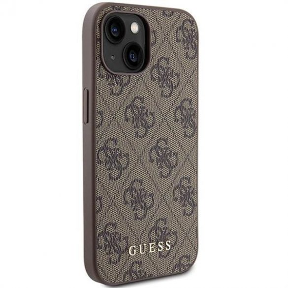 Husă originală GUESS GUHCP15SG4GFBR pentru iPhone 15 (logo metal 4G / maro)