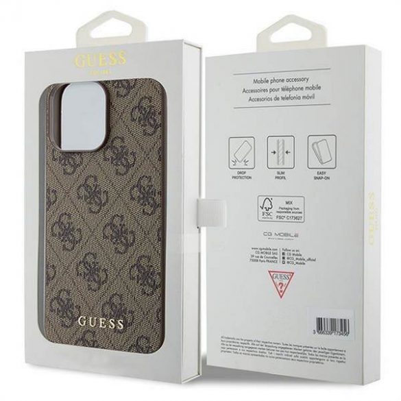 Husă originală GUESS GUHCP15XG4GFBR pentru iPhone 15 PRO MAX (logo metal 4G / maro)