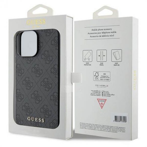 Husă originală GUESS GUHCP15LG4GFGR pentru iPhone 15 PRO (logo metal 4G / gri)