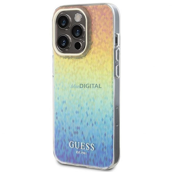 Husă originală GUESS GUHCP14LHDECMI pentru iPhone 14 Pro (oglindă cu fațete IML / disco iridescent)