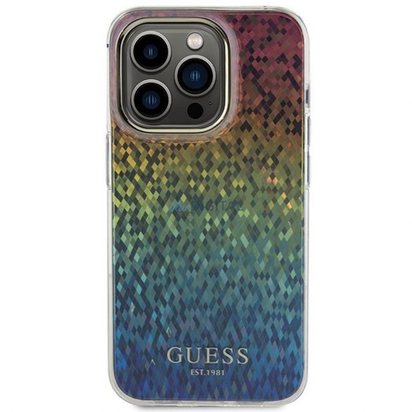 Husă originală GUESS GUHCP14LHDECMI pentru iPhone 14 Pro (oglindă cu fațete IML / disco iridescent)