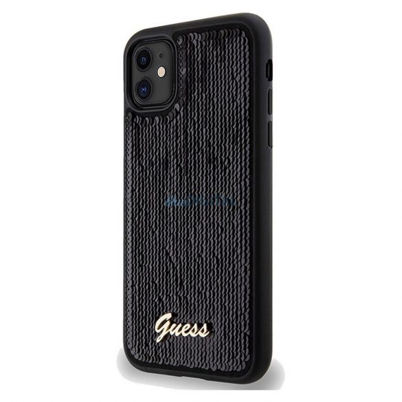 Husă originală GUESS GUHCN61PSFDGSK pentru iPhone 11 (Sequin Script Metal / negru)