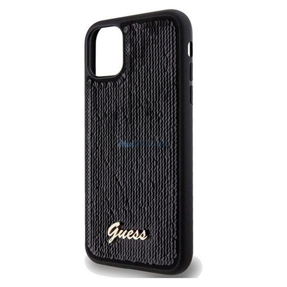 Husă originală GUESS GUHCN61PSFDGSK pentru iPhone 11 (Sequin Script Metal / negru)