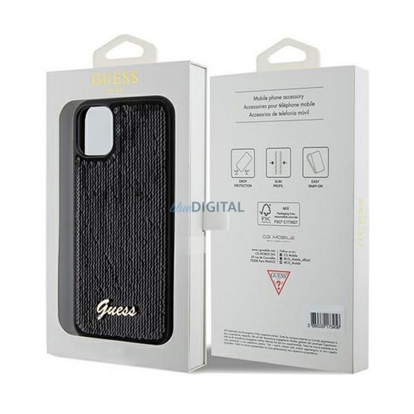 Husă originală GUESS GUHCN61PSFDGSK pentru iPhone 11 (Sequin Script Metal / negru)