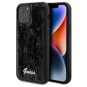 Husă originală GUESS GUHCP12MPSFDGSK pentru iPhone 12/12 Pro (Sequin Script Metal / negru)