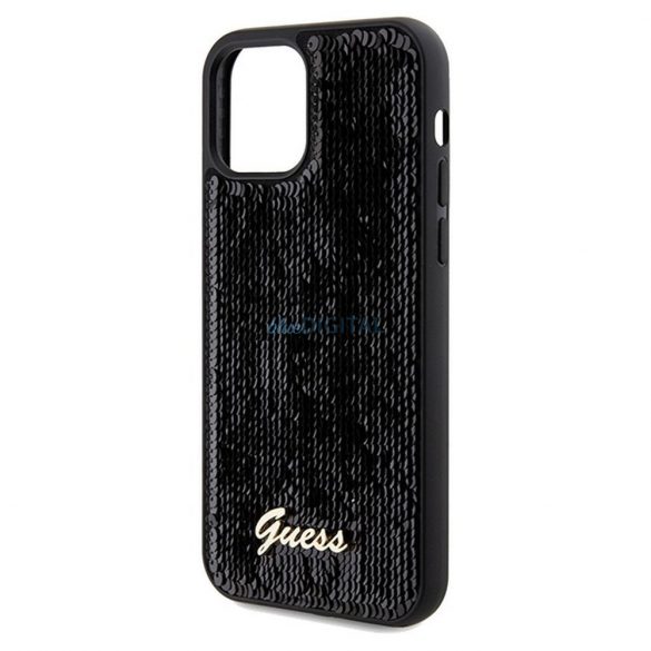 Husă originală GUESS GUHCP12MPSFDGSK pentru iPhone 12/12 Pro (Sequin Script Metal / negru)