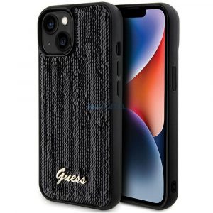 Husă originală GUESS GUHCP14SPSFDGSK pentru iPhone 14 (Sequin Script Metal / negru)