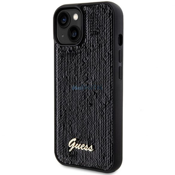 Husă originală GUESS GUHCP14SPSFDGSK pentru iPhone 14 (Sequin Script Metal / negru)