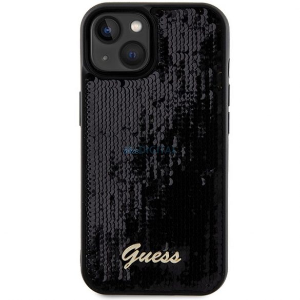 Husă originală GUESS GUHCP14SPSFDGSK pentru iPhone 14 (Sequin Script Metal / negru)