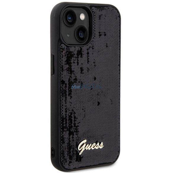 Husă originală GUESS GUHCP14SPSFDGSK pentru iPhone 14 (Sequin Script Metal / negru)