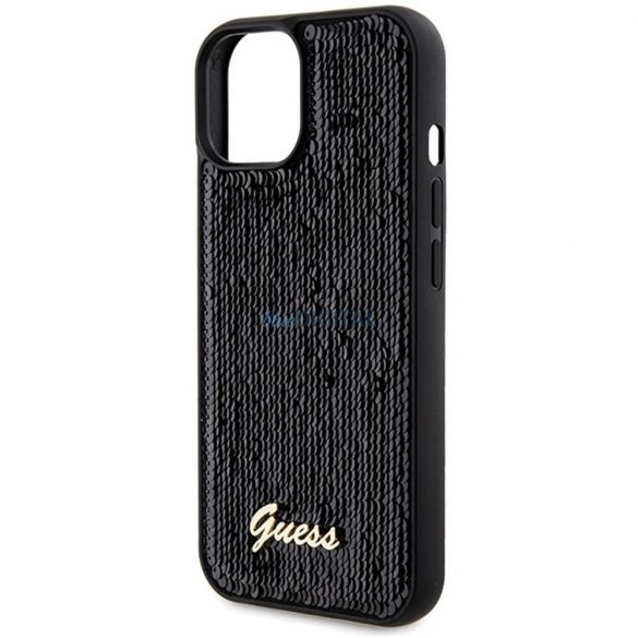 Husă originală GUESS GUHCP14SPSFDGSK pentru iPhone 14 (Sequin Script Metal / negru)