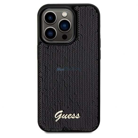 Husă originală GUESS GUHCP14LPSFDGSK pentru iPhone 14 Pro (Sequin Script Metal / negru)