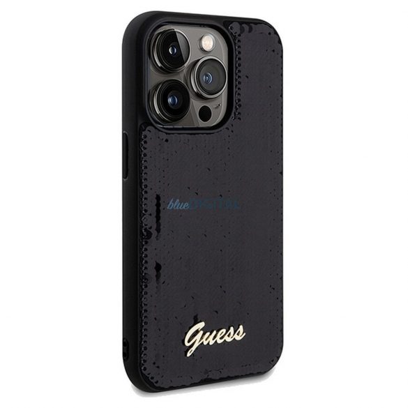 Husă originală GUESS GUHCP14LPSFDGSK pentru iPhone 14 Pro (Sequin Script Metal / negru)