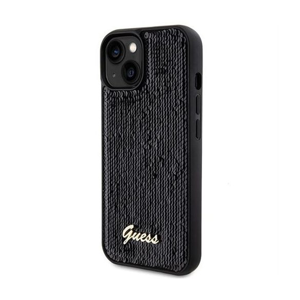 Husă GUESS pentru IPHONE 13 / 14 / 15 GUHCP15SPSFDGSK (Sequin Script Metal) neagră