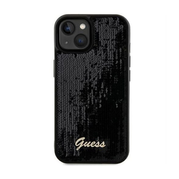 Husă GUESS pentru IPHONE 13 / 14 / 15 GUHCP15SPSFDGSK (Sequin Script Metal) neagră