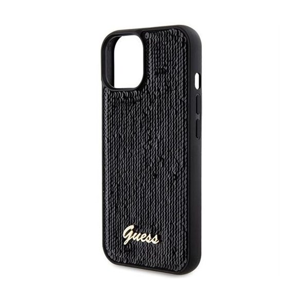 Husă GUESS pentru IPHONE 13 / 14 / 15 GUHCP15SPSFDGSK (Sequin Script Metal) neagră