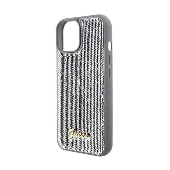 Husă GUESS pentru IPHONE 13 / 14 / 15 GUHCP15SPSFDGSS (Sequin Script Metal) argintie