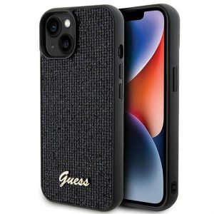 Carcasa originala GUESS GUHCP15SPMSDGSK pentru iPhone 15 (Disco Script Metal / negru)