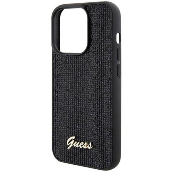 Husă originală GUESS GUHCP15LPMSDGSK pentru iPhone 15 PLUS (Disco Script Metal / negru)