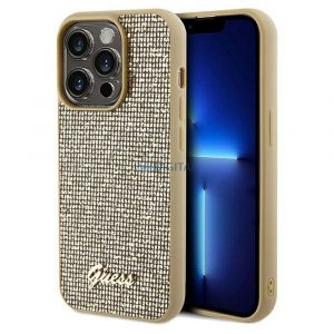 Husă originală GUESS GUHCP14LPMSDGSD pentru iPhone 14 Pro (Disco Script Metal / auriu)