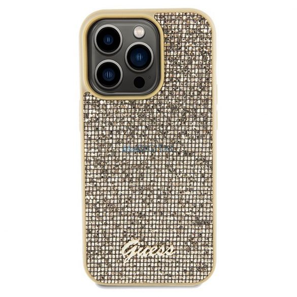 Husă originală GUESS GUHCP14LPMSDGSD pentru iPhone 14 Pro (Disco Script Metal / auriu)