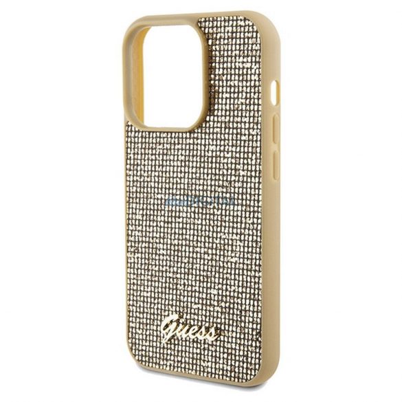 Husă originală GUESS GUHCP14LPMSDGSD pentru iPhone 14 Pro (Disco Script Metal / auriu)