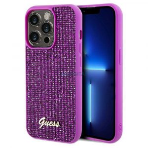 Husă originală GUESS GUHCP14LPMSDGSF pentru iPhone 14 Pro (Disco Script Metal/fuschia)