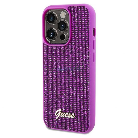 Husă originală GUESS GUHCP14LPMSDGSF pentru iPhone 14 Pro (Disco Script Metal/fuschia)