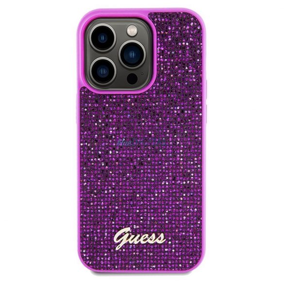 Husă originală GUESS GUHCP14LPMSDGSF pentru iPhone 14 Pro (Disco Script Metal/fuschia)