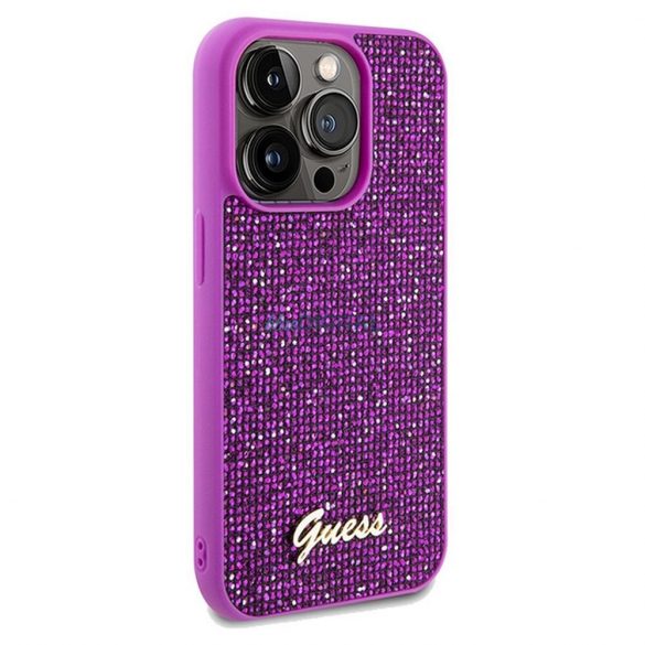 Husă originală GUESS GUHCP14LPMSDGSF pentru iPhone 14 Pro (Disco Script Metal/fuschia)