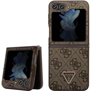 Carcasa originala GUESS GUHCZF5P4TDPW pentru Samsung Flip 5 (4G Triangle Strass / maro)