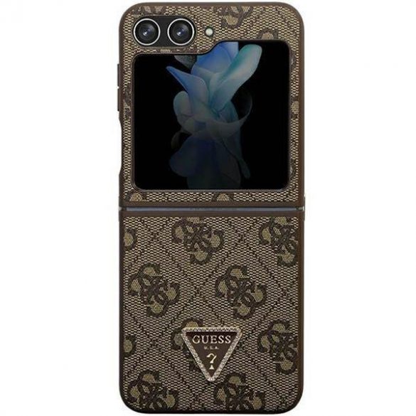 Carcasa originala GUESS GUHCZF5P4TDPW pentru Samsung Flip 5 (4G Triangle Strass / maro)