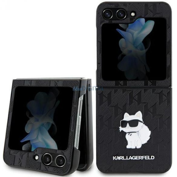 Carcasa originala KARL LAGERFELD KLHCZF5SAPCHNPK pentru Samsung Z Flip 5 (Saffiano Mono Choupette PIN / negru)