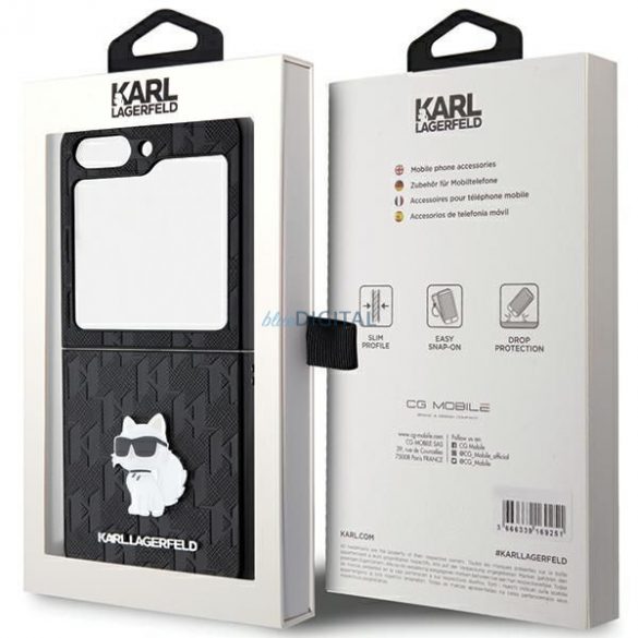 Carcasa originala KARL LAGERFELD KLHCZF5SAPCHNPK pentru Samsung Z Flip 5 (Saffiano Mono Choupette PIN / negru)