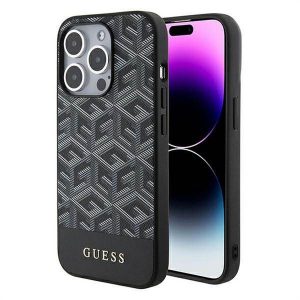 Husă originală GUESS GUHMP15LHGCFSEK pentru iPhone 15 PRO (Magsafe GCUBE Stripes / negru)