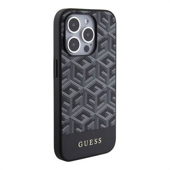 Husă originală GUESS GUHMP15LHGCFSEK pentru iPhone 15 PRO (Magsafe GCUBE Stripes / negru)